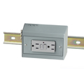 Hubbell Wiring Device-Kellems DIN Rail Utility Box, Complete Unit- GFCI, Horizontal, 1) 15A Gray DRUBGFI15H